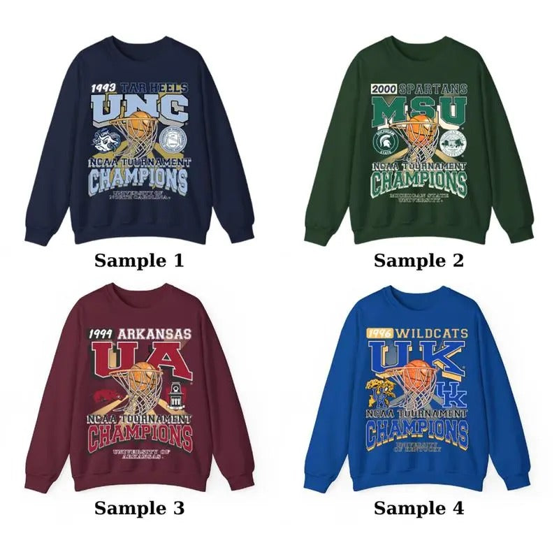Vintage College NCAA Sweatshirt, Tone Sur Tone Tournament Champs Crewnecks Sweater, Classic Sport Sweater, Vintage...