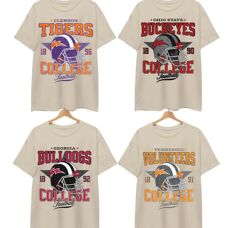 Vintage College NCAA Unisex Classic Sand T-shirt - All Teams NCAA - Classic Sport T-shirt Cotton