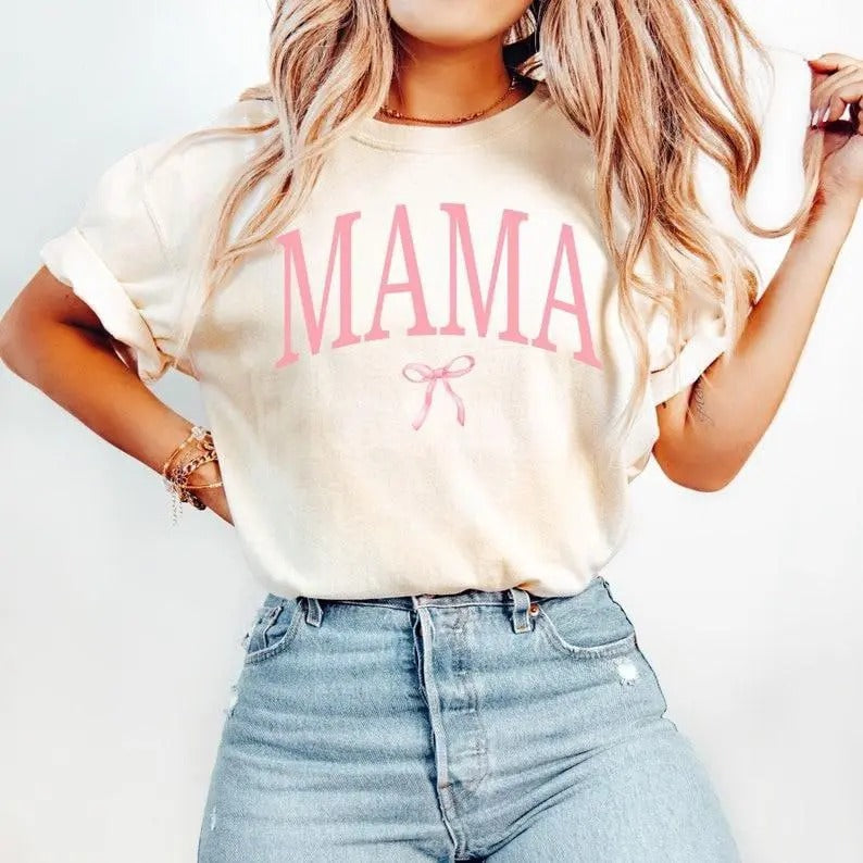 Vintage Coquette Mama Shirt, Unisex Cotton For Men, Casual Polyeste Crewneck Shortsleeve Hoodie, Sweatshirt