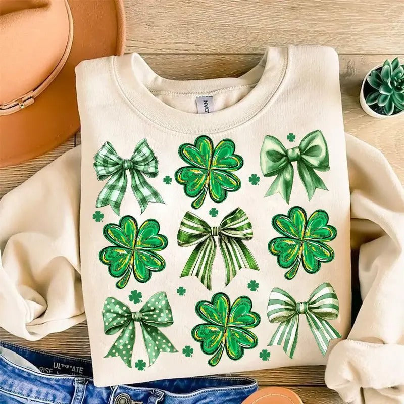 Vintage Coquette Patrick's Day Sweatshirt, St. Patrick's Day Sweatshirt, Irish Patrick Day Shirt Hoodie | HypeDripTees.com