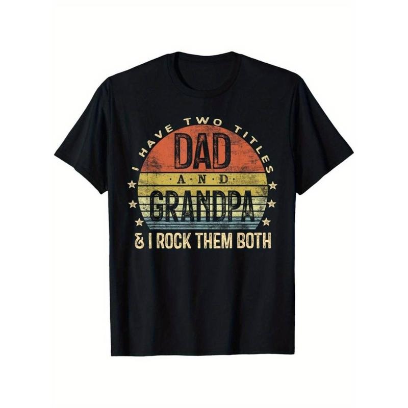 Vintage Cotton T-Shirt for Men - "I Have Two Titles Dad and Grandpa" Print, Crew Neck Hoodie, Sweatshirt | HypeDripTees.com