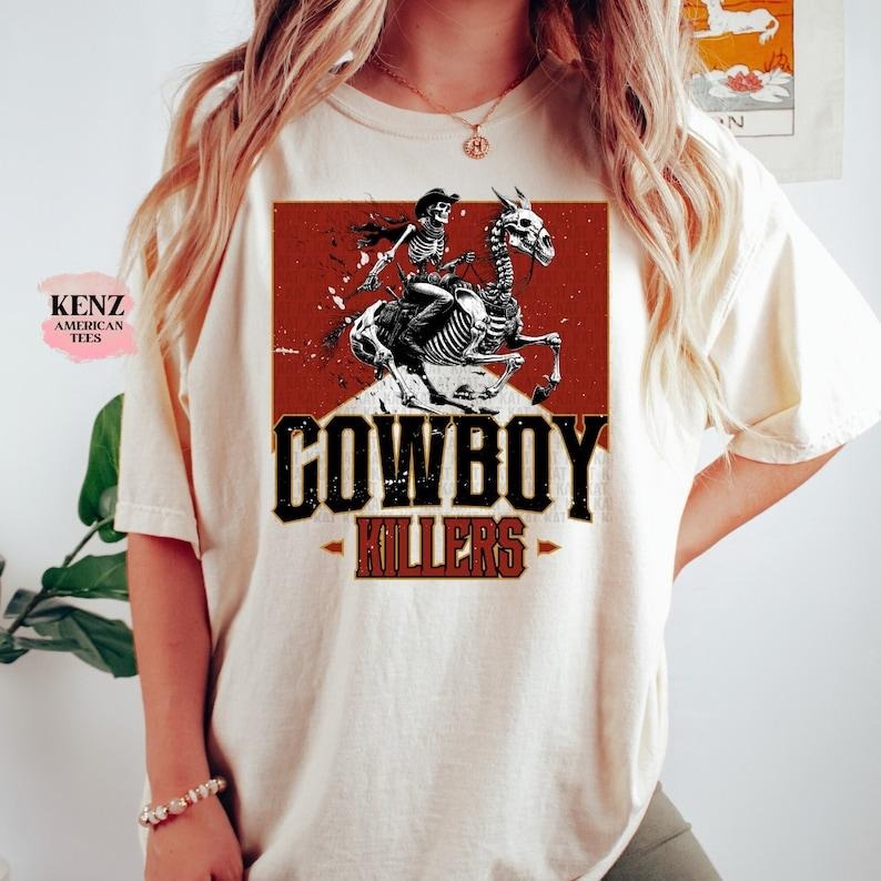 Vintage Cowboy 90s T-Shirt, Western Retro Graphic Shirt, Skeleton Wild West Tee, Rodeo Shirt, Western vintage T-shirt,...