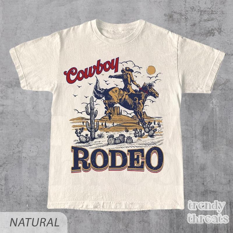 Vintage Cowboy Rodeo T-Shirt, 90s Cowboy Graphic, Retro Western Tee, Relaxed Fit Unisex Shirt, Perfect Wild West Gift,...
