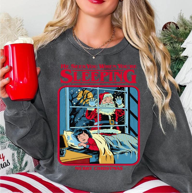 Vintage Creepy Santa Claus Sweatshirt, Ugly Christmas Party Shirt,  Retro 90s Graphic Sweatshirt, Retro Santa Shirt, 90s...