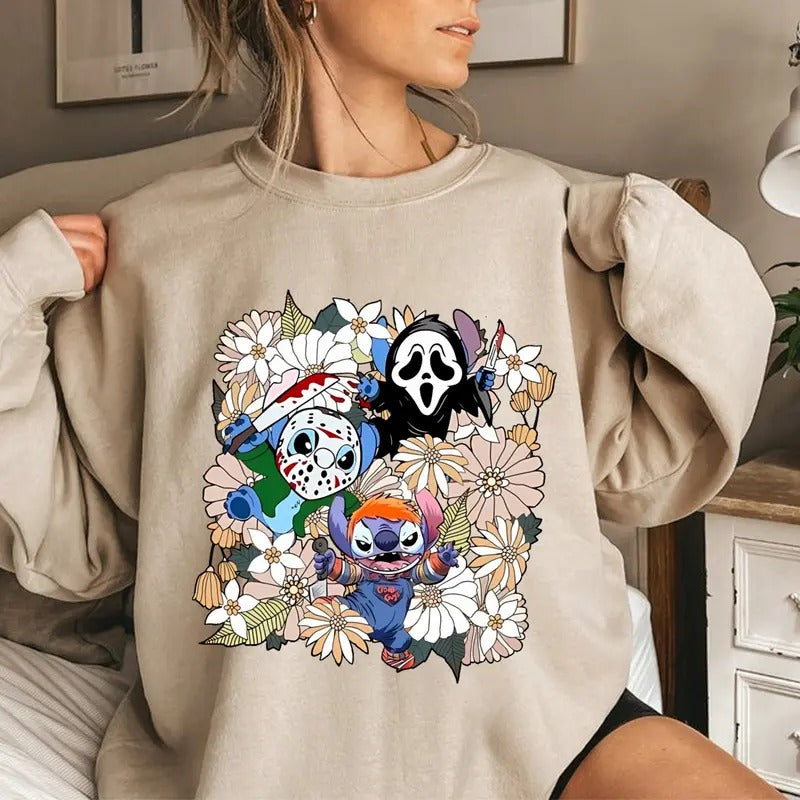 Vintage Cute Stich Shirt, Spooky Season Shirt, Stich Cosplay T-shirt, Halloween Nightmare Shirt, Gift For Stich Lovers...