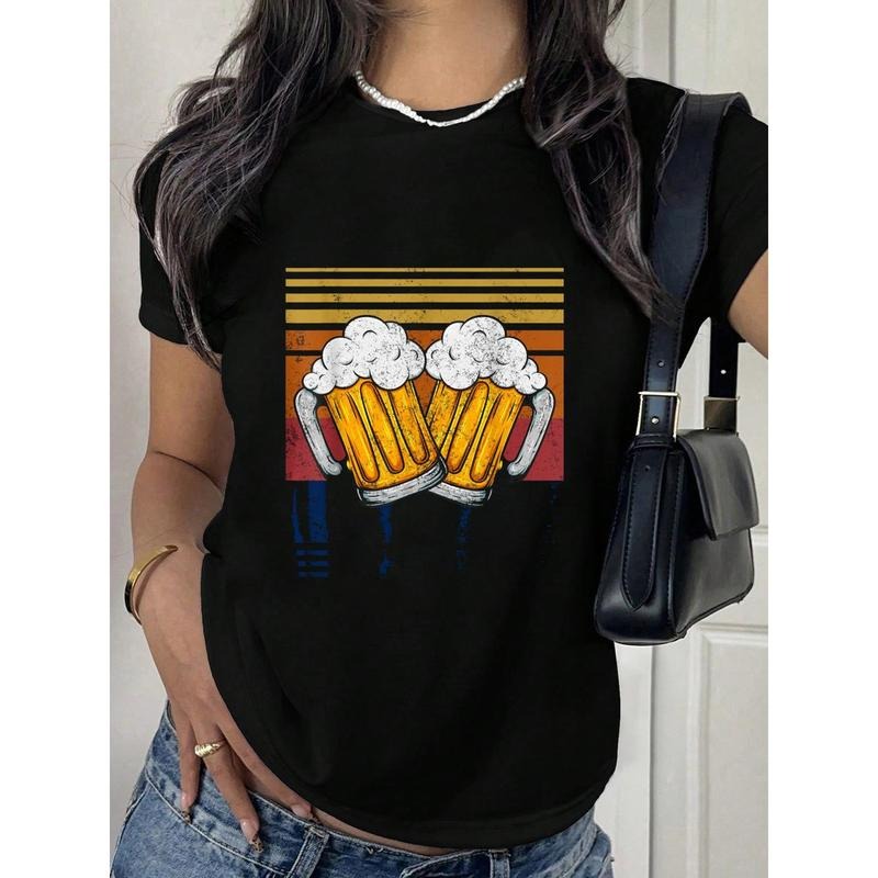 Vintage Dad Fuel Cheer Funny Drinking Beer T-Shirt Print T-Shirt Casual Crew Neck Short Sleeve Comfort Tee Top For Spring...