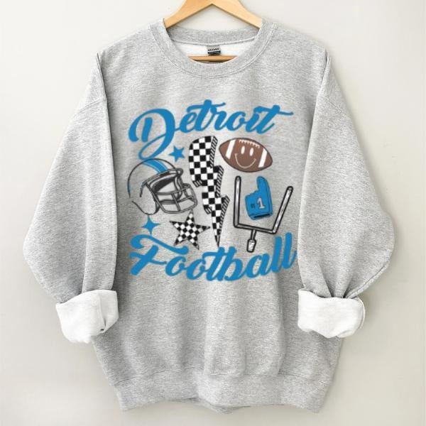 Vintage Detroit Football Crewneck Sweatshirt, The Sweater For Fan Classic Cotton T-Shirts, Hoodie | HypeDripTees.com