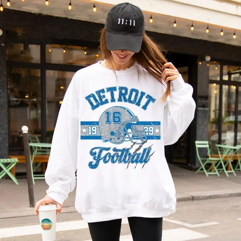 Vintage Detroit Football Sweatshirt, Lions Football Crewneck, Game Day Pullover, Detroit Football Shirt Hoodie