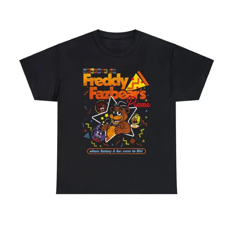 Vintage Five Nights at Freddy's T-Shirt Retro Gaming Cotton Graphic Tee Hoodie, Sweatshirt | HypeDripTees.com