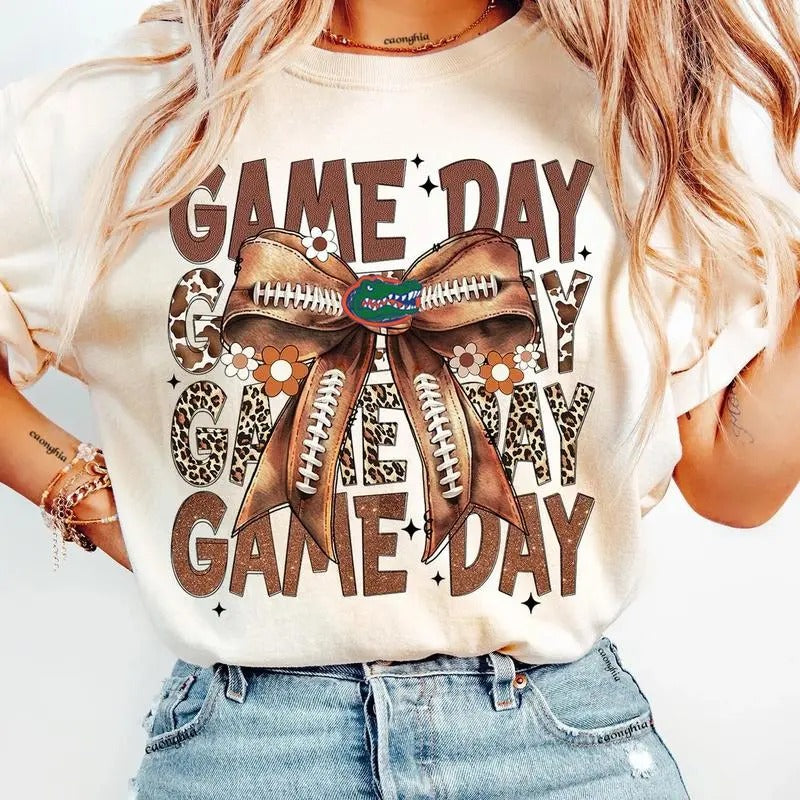Vintage Florida Gators Football Coquette Bow Game Day Shirt Gameday Shirt Tis Football Season Shirt Football Mom Shirt College Game Day Retro Top Womenswear Lady T-Shirts, Hoodie, Sweatshirt
