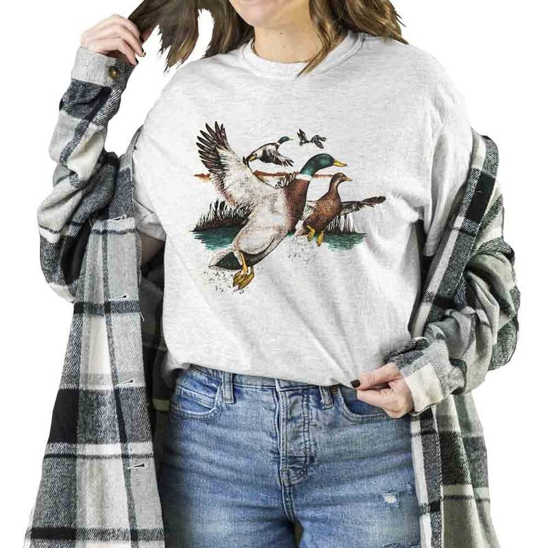 Vintage Flying Mallard Ducks T-shirt Unisex Nature Lover Hunting Season Hoodie Sweatshirt #998968 Cotton | HypeDripTees.com