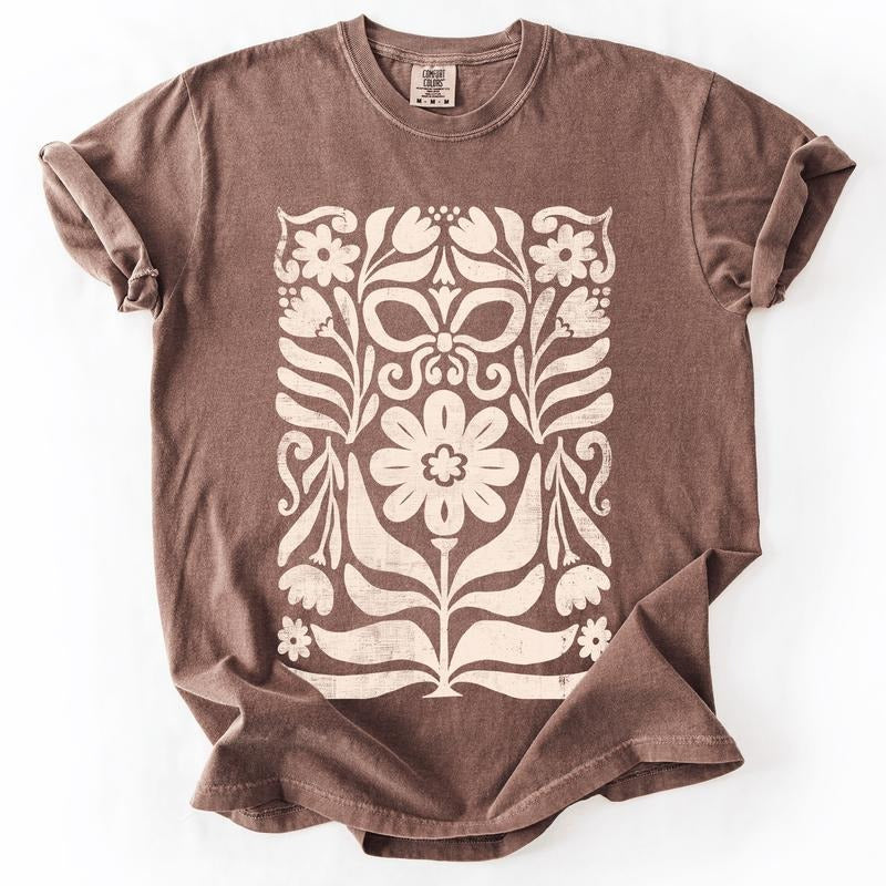 Vintage Folk Flower Pattern, Vintage Boho, Nature, Comfort Colors T-Shirt Hoodie, Sweatshirt | HypeDripTees.com