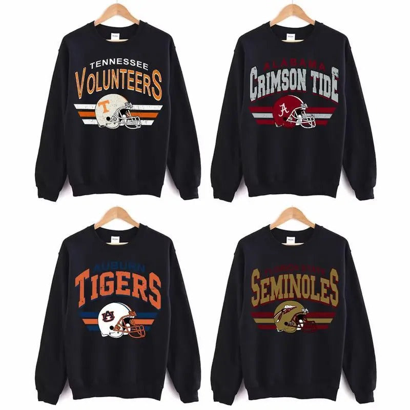 Vintage Football NCAA Sweatshirt, Vintage Sweatshirt All Teams NCAA, Black Classic Sport Sweatshirt, Gifts For Football...