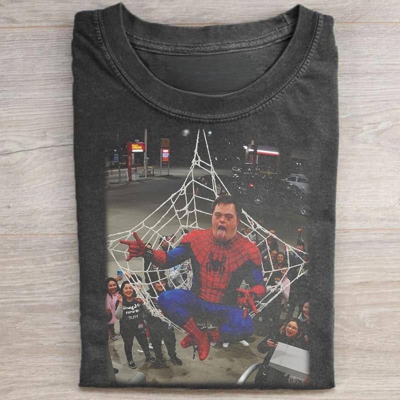 Vintage Funny Spidown Man Graphic Tee - Funny Down Symbiote Tee - Spiderdown Man Shirt