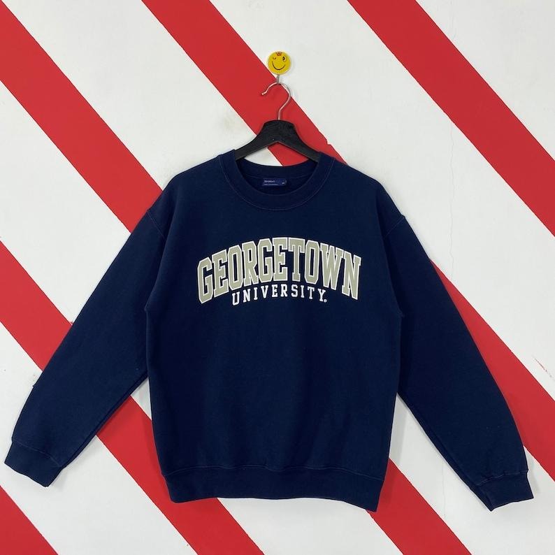 Vintage Georgetown University Sweatshirt Georgetown Crewneck Georgetown Hoyas Sweater Pullover Georgetown Hoyas Print...