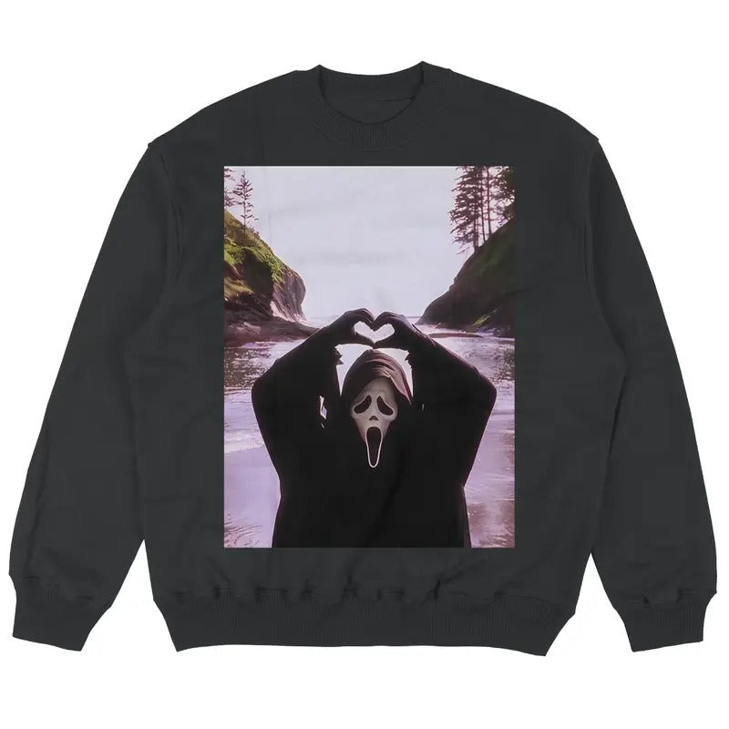 Vintage Ghostface Scream Halloween Sweatshirt, Ghostface Heart Hands Scream Shirt, Spooky Season, Scary Movie, Horror...