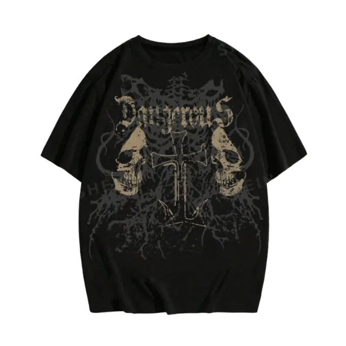 Vintage Grunge Punk Men Gothic-Style Skull And Cross Graphic Tee, Sweatshirt, Hoodie Gift For Women Top Womenswear...