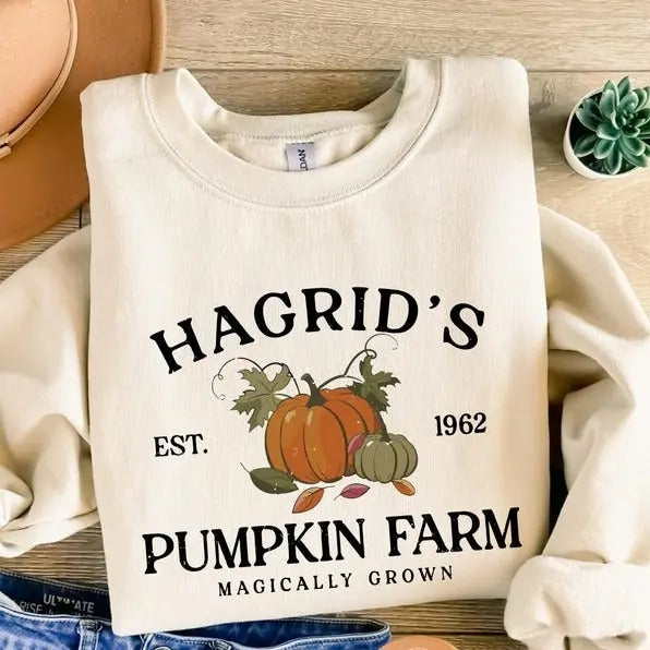 Vintage Hagrids Pumpkin Patch Fall Sweatshirt, Fall Sweatshirt, Pumpkin Patch Shirt, HP Fan Gift, Fall Shirt, Halloween...