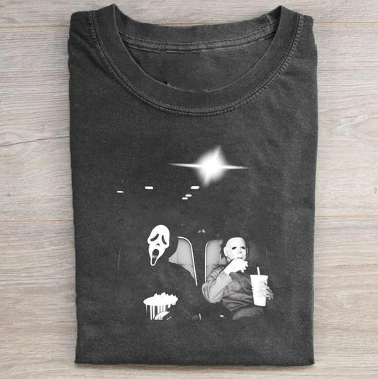 Vintage Halloween Graphic T-shirt Crewneck Crewneck Tropical Human Menswear Top