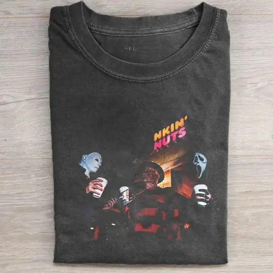 Vintage Halloween Graphic T-shirt, Ghost Face X Michael Myers X Freddy Krueger Tee, Horror Movie Shirt, Horror Character,...