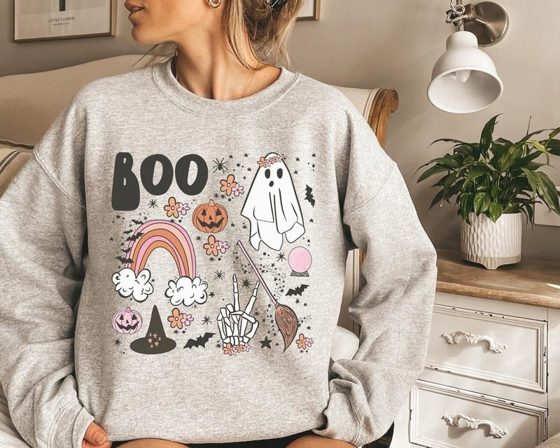 Vintage Halloween Sweatshirt, Halloween Sweater, Halloween Shirts for Women, Halloween Crewneck style 02 Hoodie