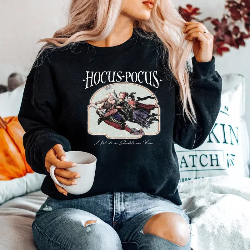 Vintage Hocus Pocus Sweatshirt Hocus Pocus Shirt Sanderson Sisters Sweatshirt Halloween Party Shirt Cute Halloween Outfit...