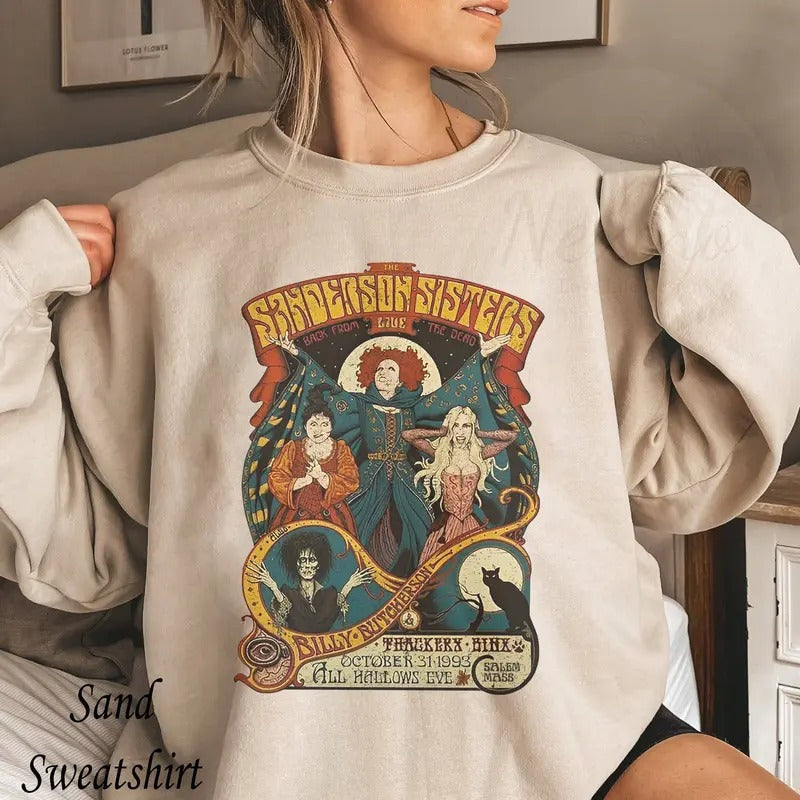 Vintage Hocus Pocus Sweatshirt, Retro Sanderson Sisters T-shirt, 90s Halloween Movie Shirt Hoodie | HypeDripTees.com