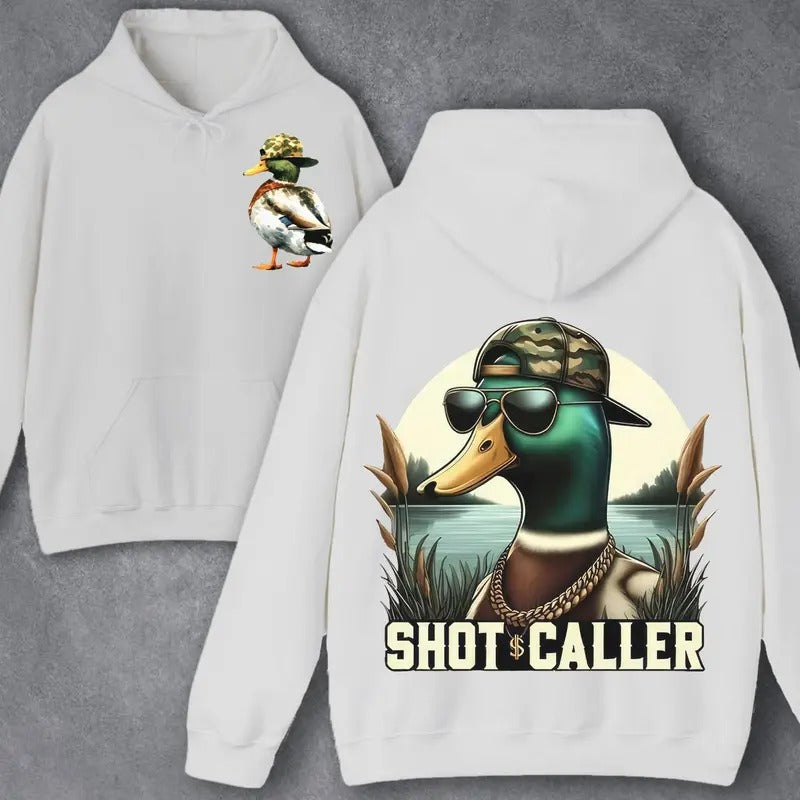 Vintage Hunting Duck Shot Caller Camo Two-sided Unisex Hoodie - Sweater - T-shirt Sweatshirt | HypeDripTees.com