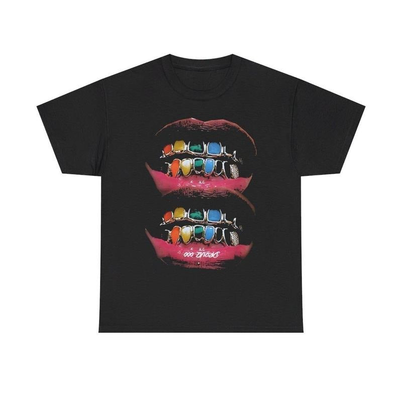Vintage Iced Out Twin Grill Y2k 90s HipHop Vibes Heavy Cotton Graphic TShirt HipHop Rap Tee Casual Menswear Retro Top...
