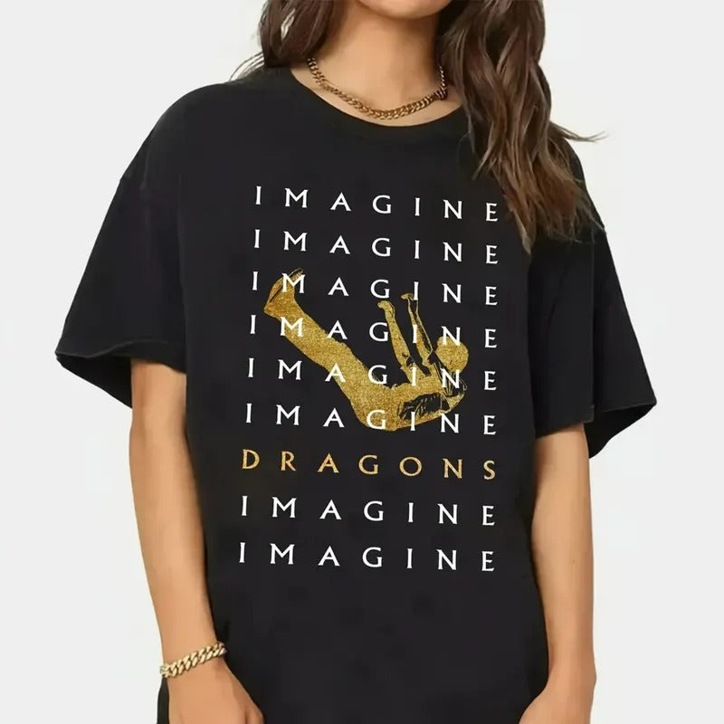 Vintage Imagine Drag0ns T Shirt, Concert Merch, Band Tour Clothing, Unisex Short Sleeve Tee Shirt, Casual Clothing...