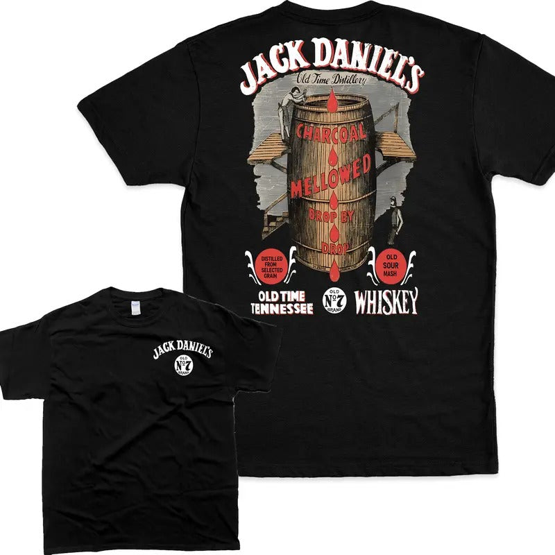 Vintage Jack Daniel's Whisky Barrel Print Shirt, Retro Tshirt, Unisex Tshirt For Men And Women, Casual Athletic T-Shirt,...