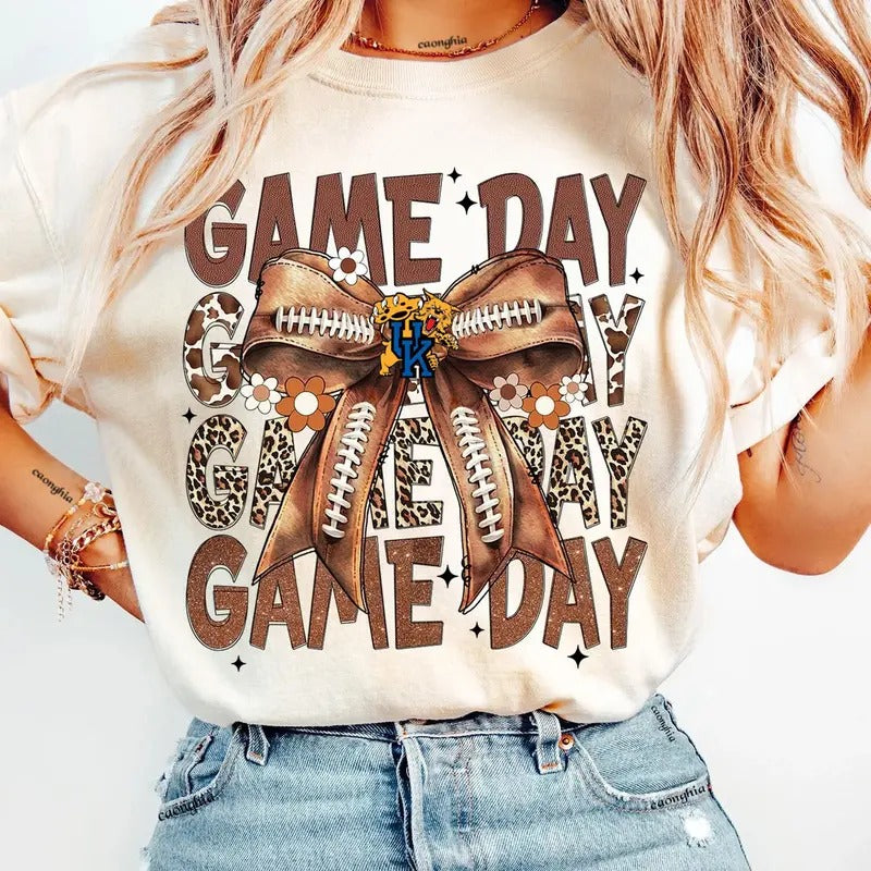 Vintage Kentucky Football Coquette Bow Game Day Shirt, Gameday Women's Sweatshirt Cotton Fit Top Womenswear Embroidered...