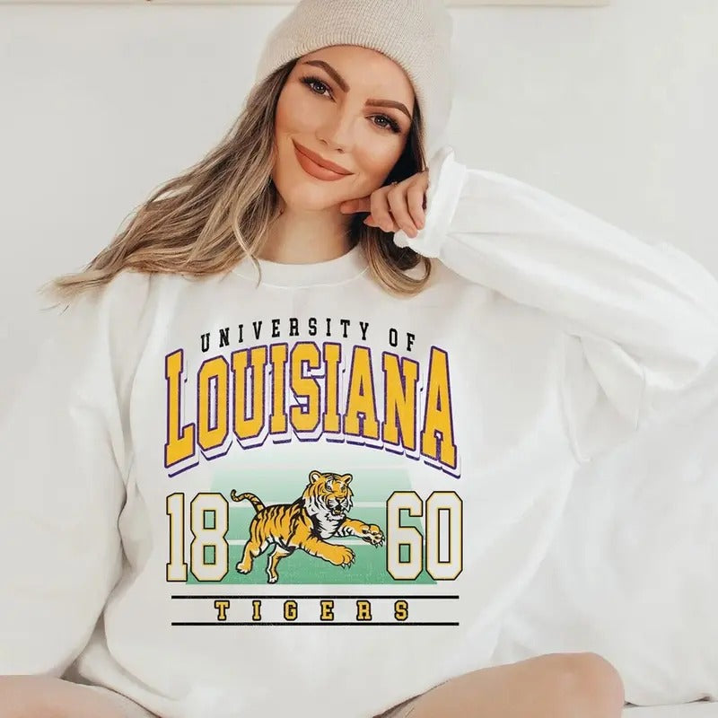 Vintage Louisiana Skeleton Football Sweatshirt Football Fan Inspire Uplift Sweater Sweatshirt Top Womenswear Menswear...