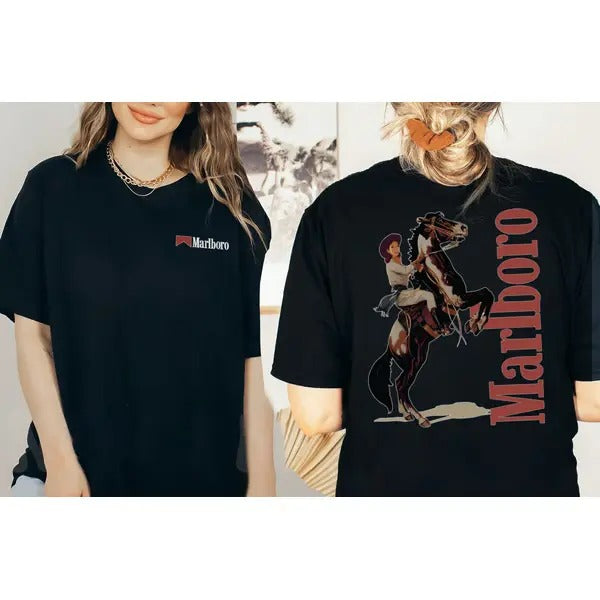 Vintage Marlboro Cowboy Wild West Premium T-shirt,Marlboro Tee, Cowboy Apparel, Marlboro Cowboy Shirt, Marlbo Hoodie,...