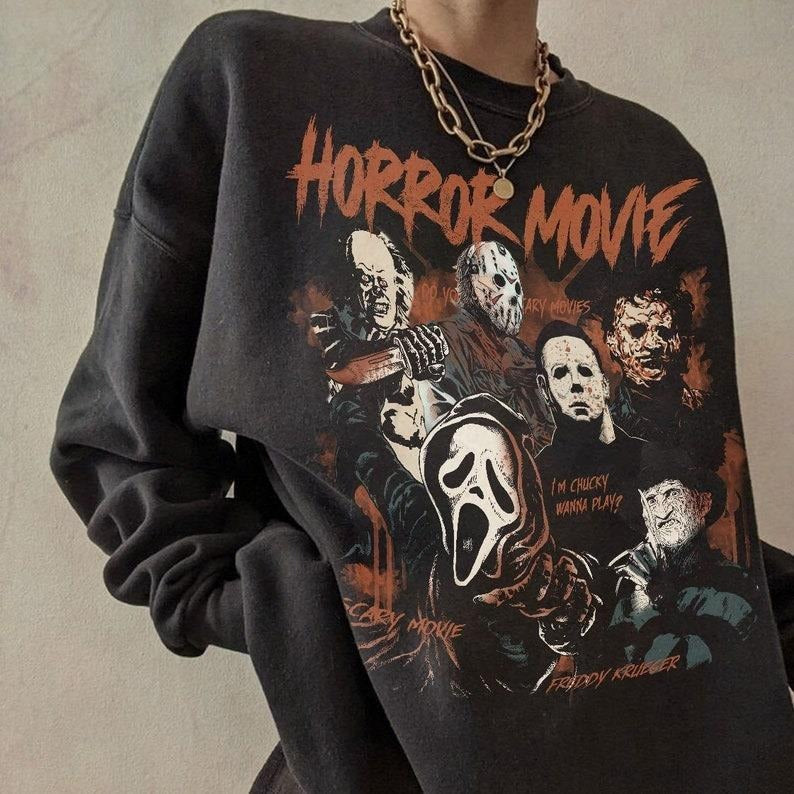 Vintage Michael Myers Halloween Crewneck Sweatshirt, Horror Movie Sweatshirt T-Shirts, Hoodie | HypeDripTees.com