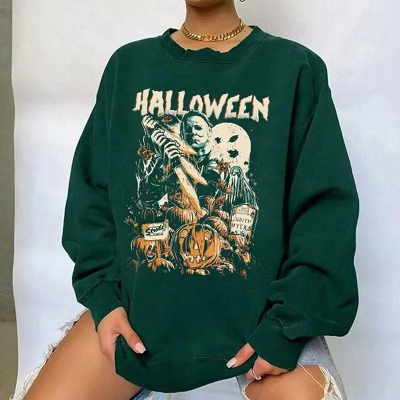 Vintage Michael Myers Scary Halloween Sweatshirt, Trending Myers Horror Movies Crewneck Sweatshirt Womenswear Check...