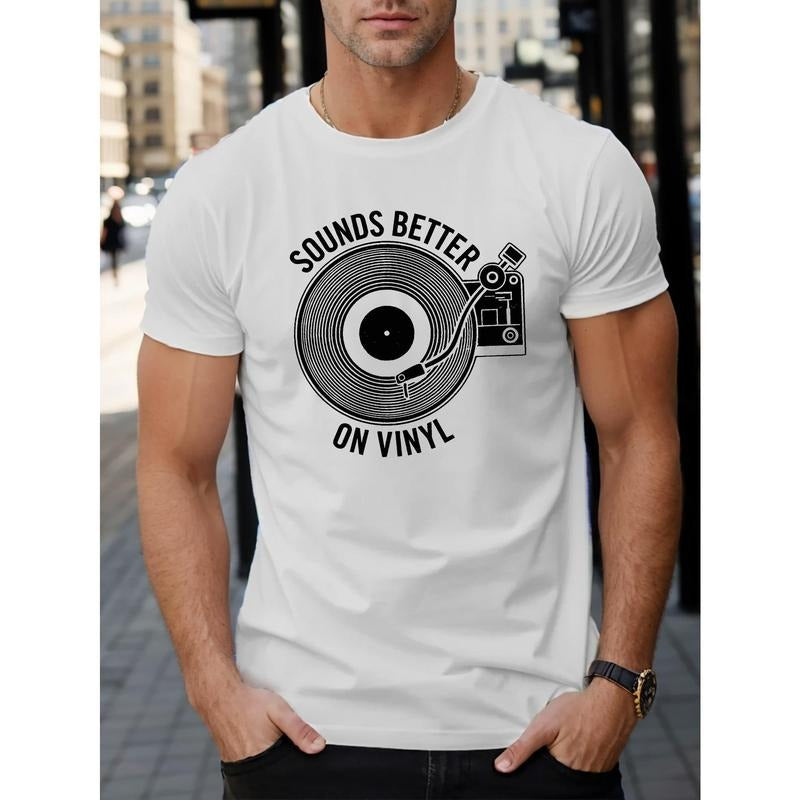 Vintage Music Lover's Tee - Short Sleeve Casual T-Shirt for Men