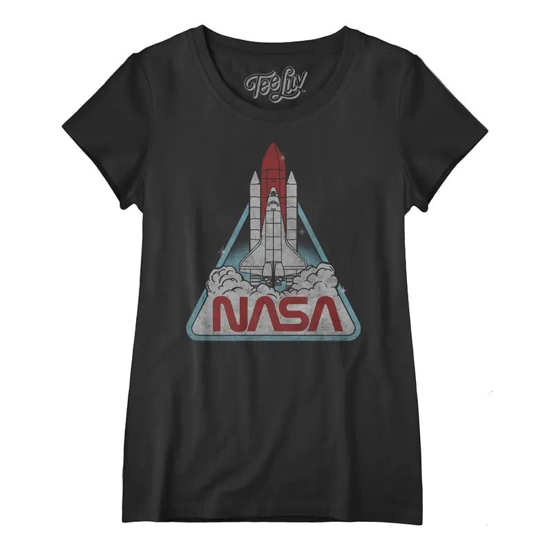 Vintage NASA Shuttle Womens Scoopneck T-Shirt - Black Hoodie, Sweatshirt | HypeDripTees.com
