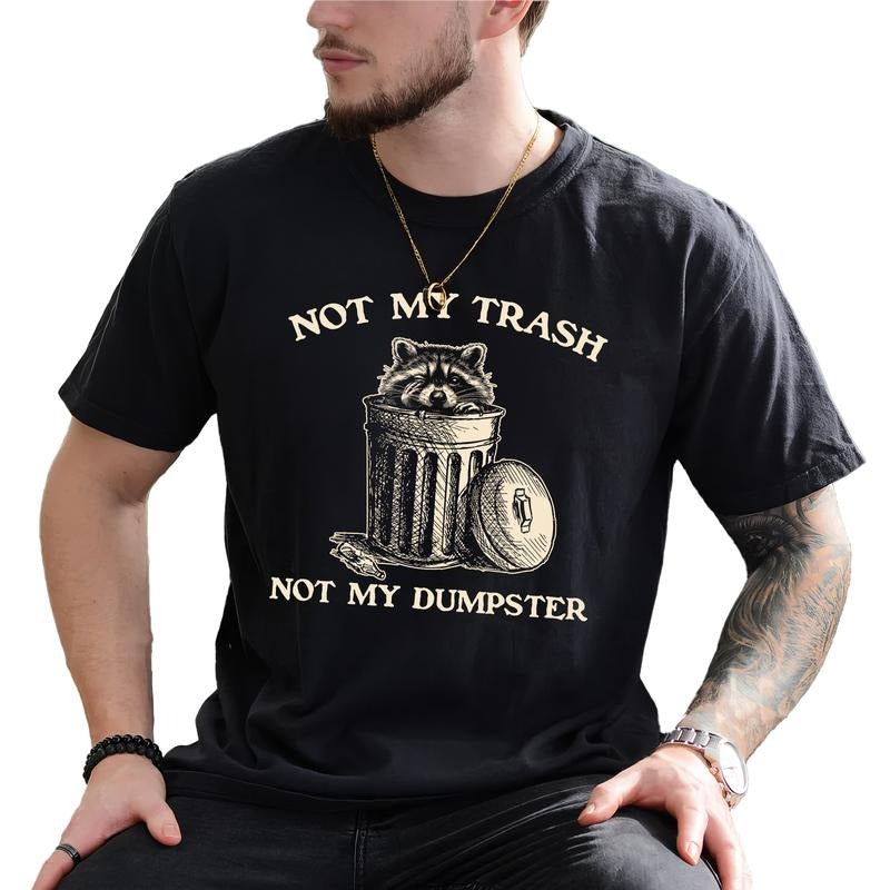 Vintage Not My Trash Not My Dumpster Graphic Tee, Funny Raccoon Meme T-shirt For Men, Mental Health Unhinged Tee, Funny...