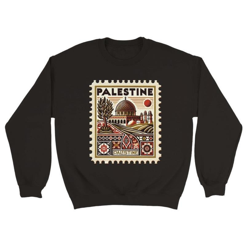Vintage Palestinee Stamp Sweatshirt - Unisex Cultural Heritage Wear T-Shirts, Hoodie | HypeDripTees.com