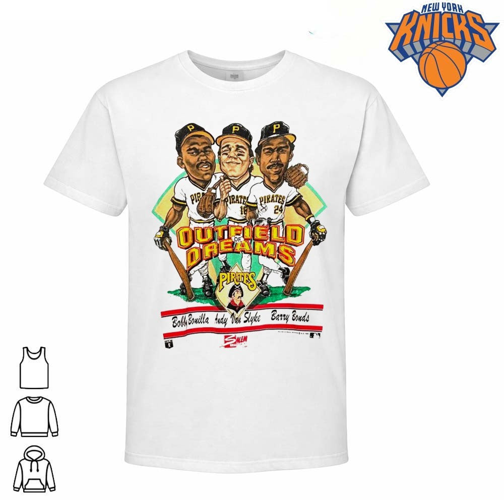 Vintage Pirates Outfield Of Dreams Bobby Bonilla Andy Van Slyke Barry Bonds Caricature Baseball Shirt