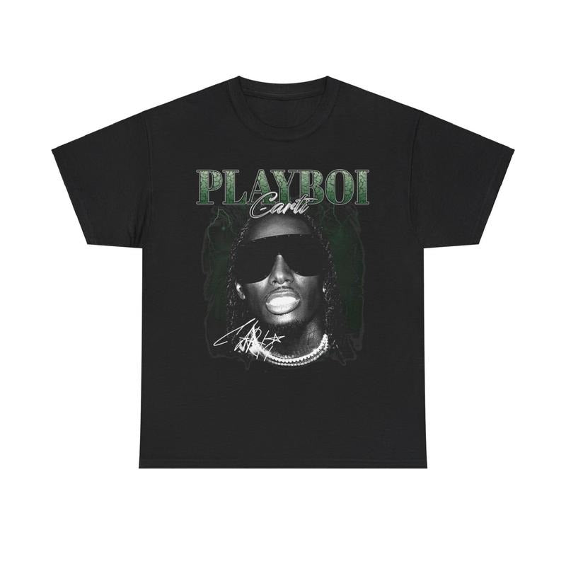 Vintage Rap Tee Hip Hop Style Green, Pl4yboi C4rti T-Shirt, Unisex Tee, Gift for Fan Menswear Top Hoodie, Sweatshirt