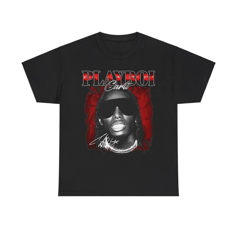 Vintage Rap Tee Hip Hop Style Red, Pl4yboi C4rti T-Shirt, Unisex Tee, Gift for Fan Hoodie, Sweatshirt | HypeDripTees.com