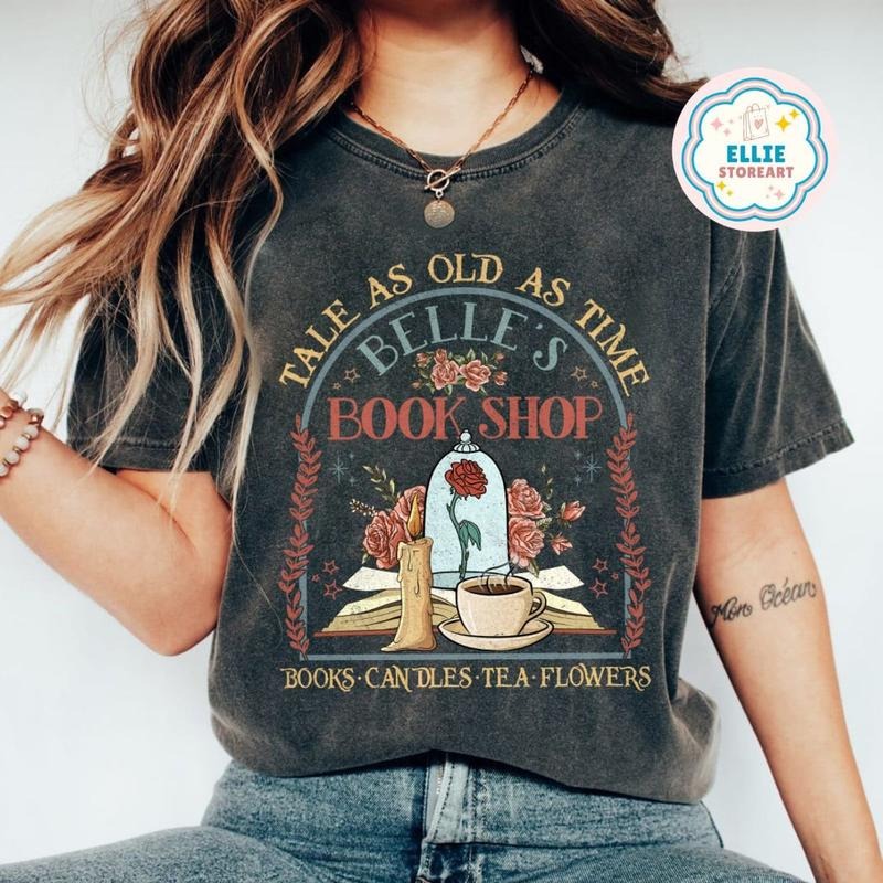 Vintage Retro Tale As Old As Time Belle's Book Shop Shirt D.ney Princess Tee Gift For Book Lover Wdw D.neyland Trip...