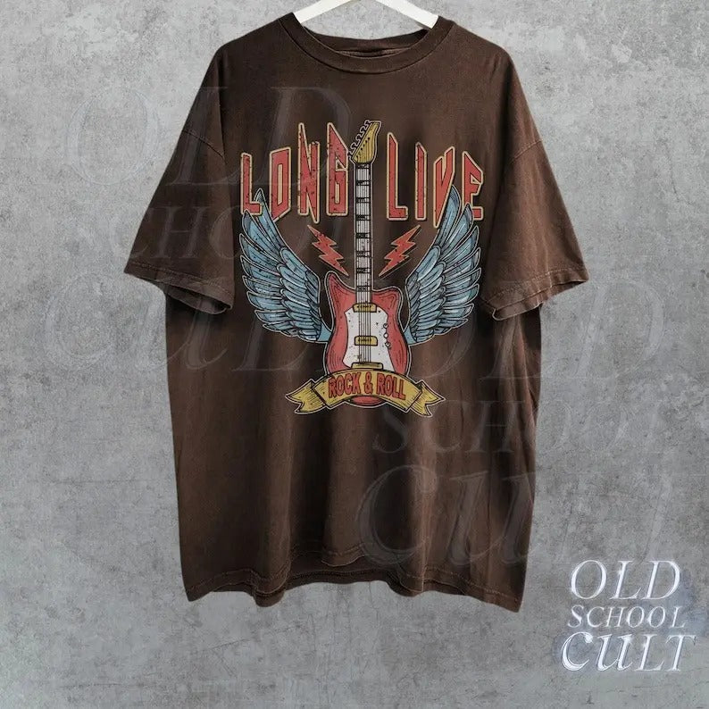 Vintage Rock Graphic Shirt, Retro Rock And Roll 90s T-Shirt, Rocker Cotton Oversized Shirt, Cool Rock Lovers Gift, Biker...