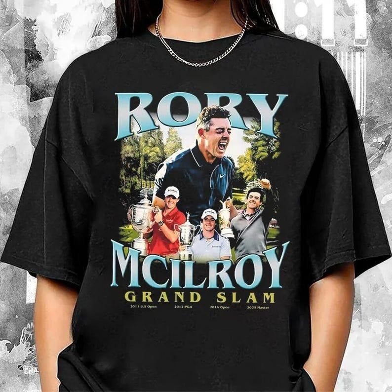 Vintage Rory McIlroy Grand Slam Golf Champion Shirt_Cotton T-Shirt, Perfect Tee, Gifts For Boyfriend and Girlfriend...