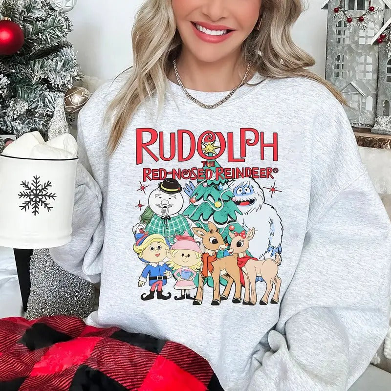 Vintage Rudolph Red Nosed Reindeer Crewneck, Cute Christmas Shirt, Retro Christmas Sweatshirt, Vintage Rudolph Christmas...