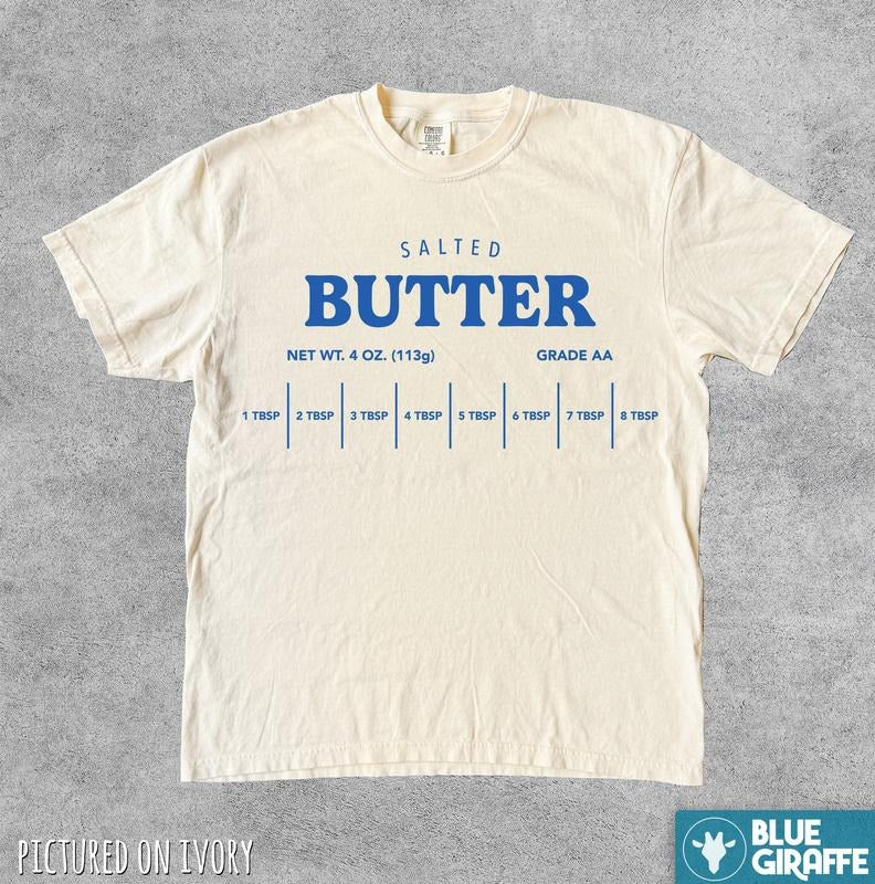 Vintage Salted Butter Funny TShirt, Retro Comfort Colors Graphic Tee, Funny Streetwear Shirt, Cooking Top, Relaxed Fit...