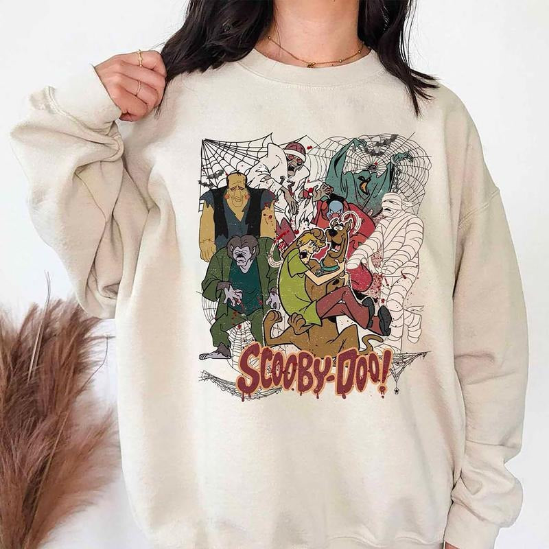 Vintage Scooby Halloween Sweatshirt, 90s Halloween Shirt, Scooby Vintage Tshirt, Horror Movie Shirt, Retro Halloween...