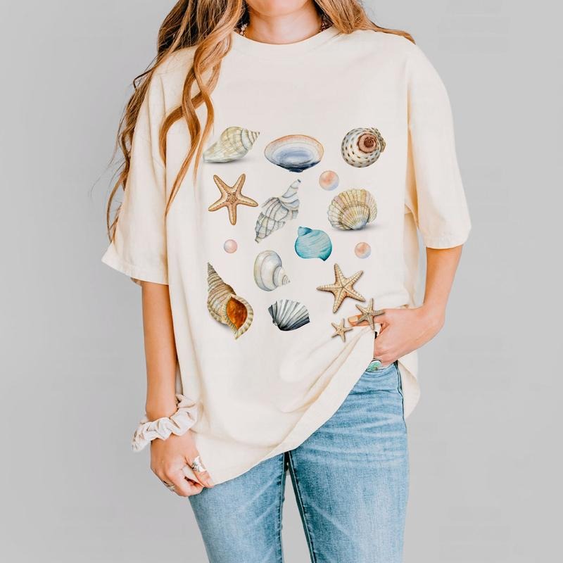 Vintage Seashells Shirt, Ocean Animal Shirt, Sea Shell Shirt, Gift For Her, Beach Shirt, Ocean Shirt for Women, Hello...